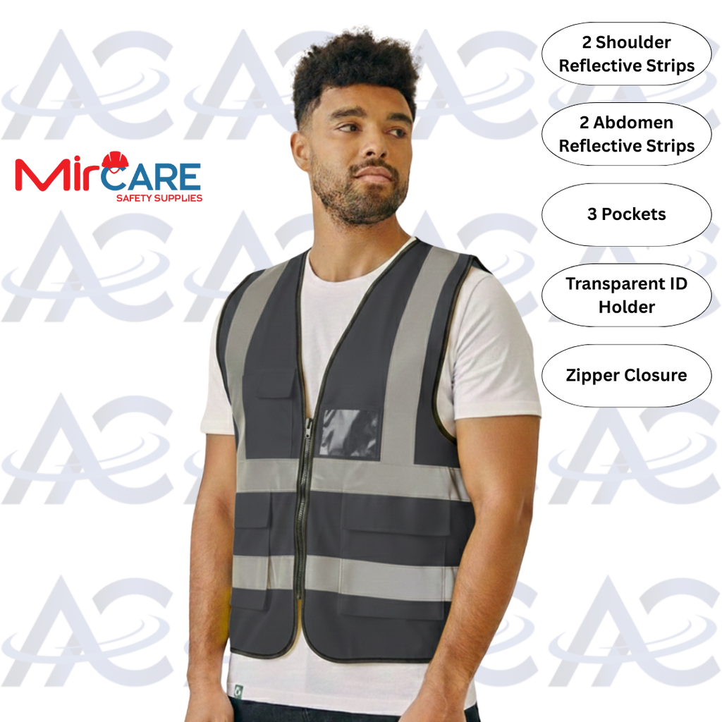 3 Pocket + ID Safety Vest - Black