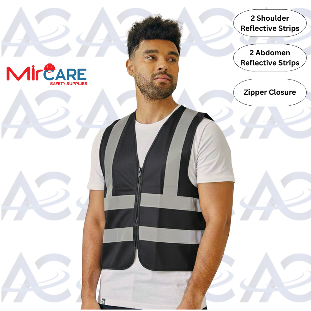 No Pocket ZIPPER Safety Vest - Black