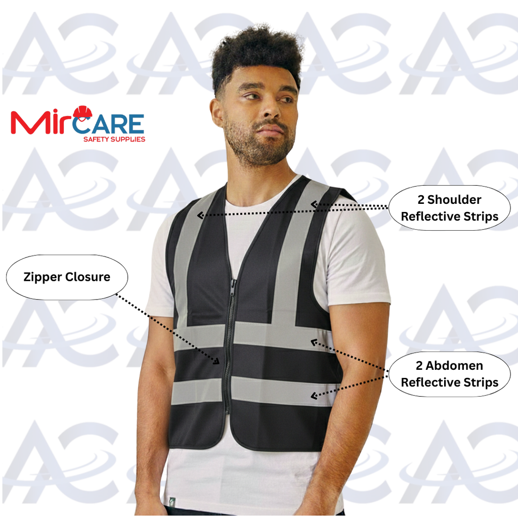 No Pocket ZIPPER Safety Vest - Black