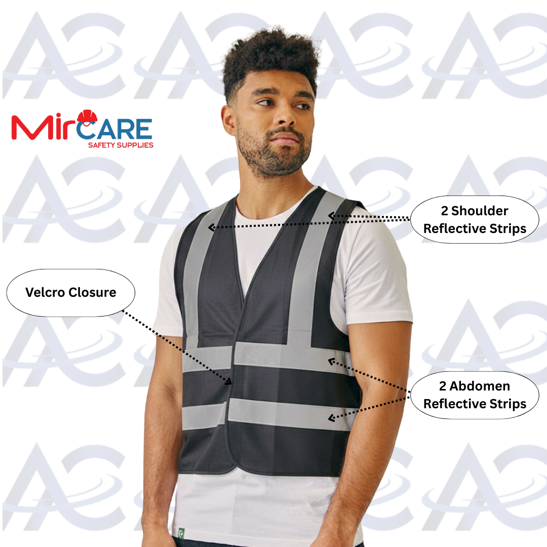 No Pocket VELCRO Safety Vest - Black