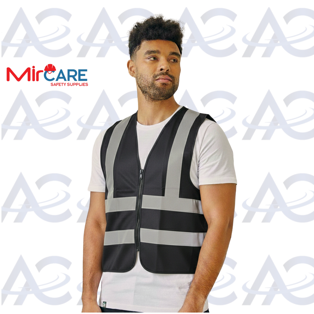 No Pocket ZIPPER Safety Vest - Black
