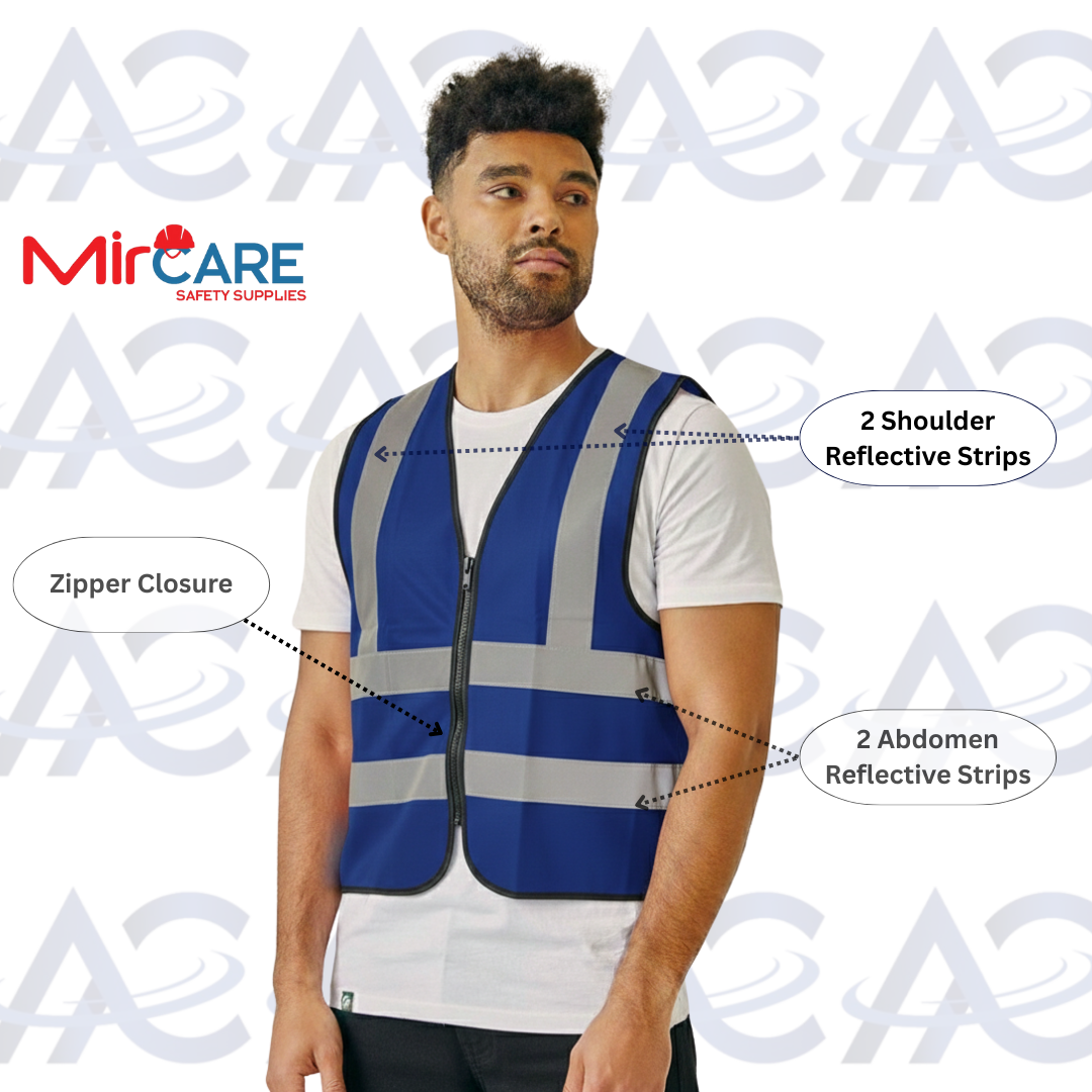 No Pocket ZIPPER Safety Vest - Blue