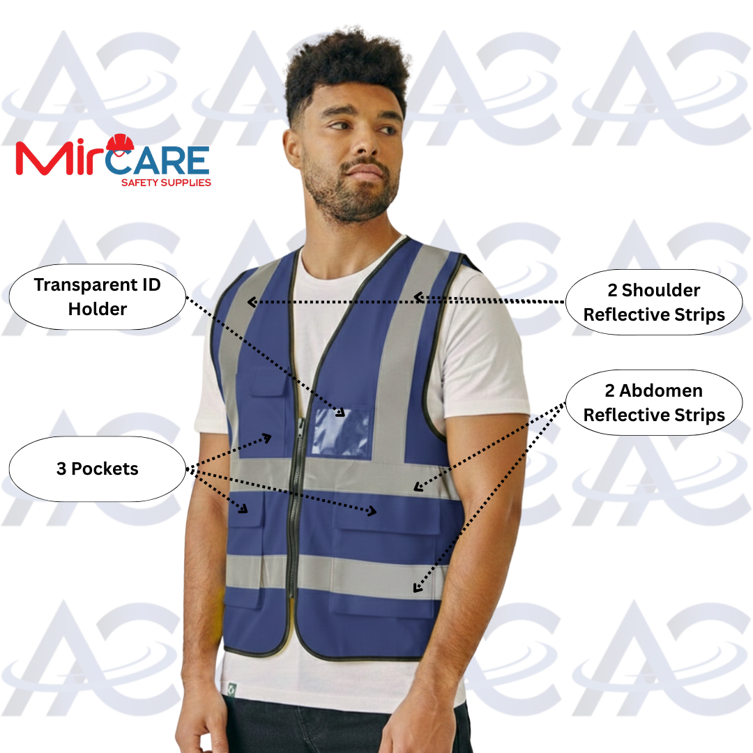 3 Pocket + ID Safety Vest - Blue