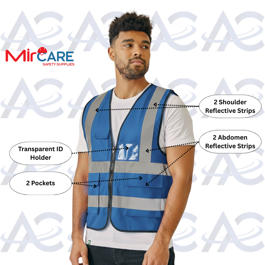 2 Pocket + ID Safety Vest - Blue