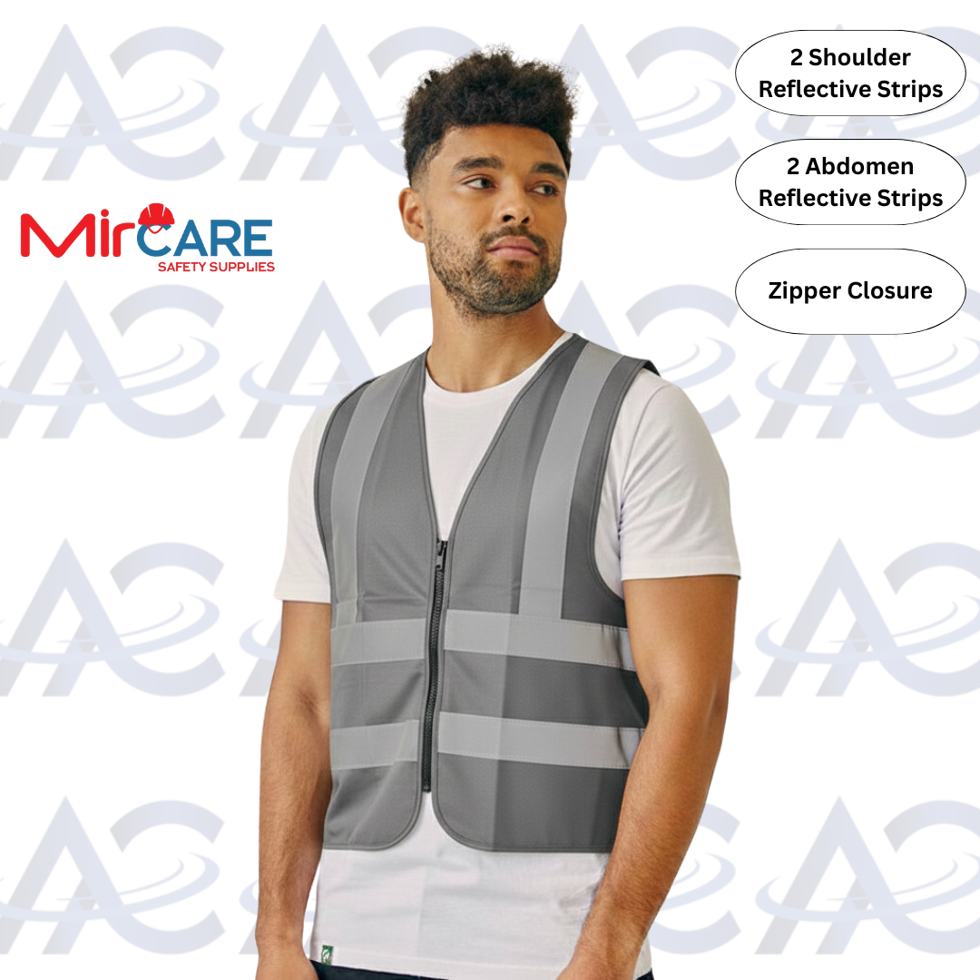No Pocket ZIPPER Safety Vest - Gray