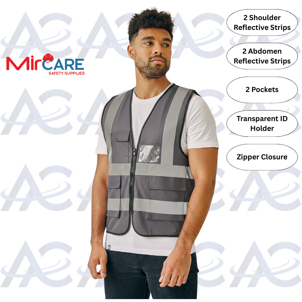 2 Pocket + ID Safety Vest - Gray