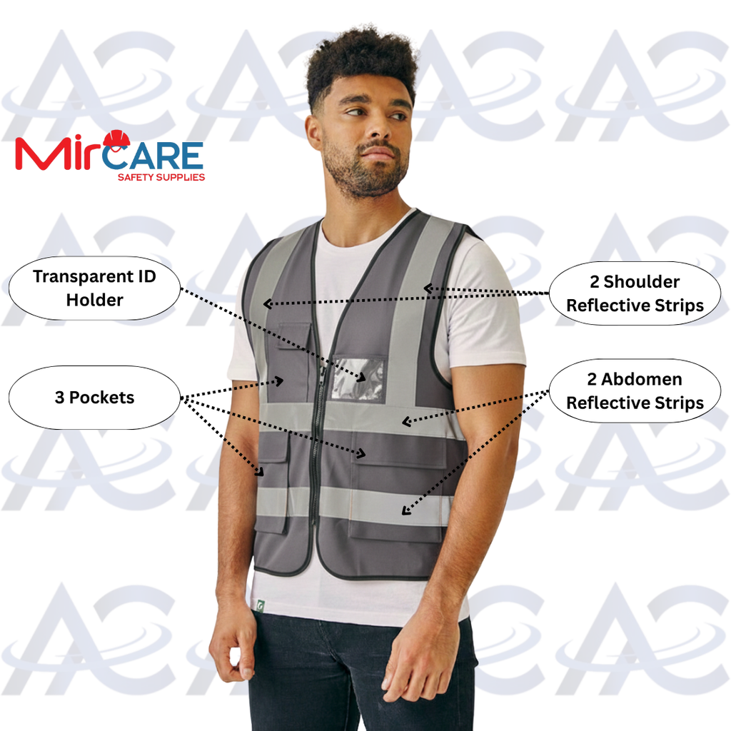 3 Pocket + ID Safety Vest - Gray