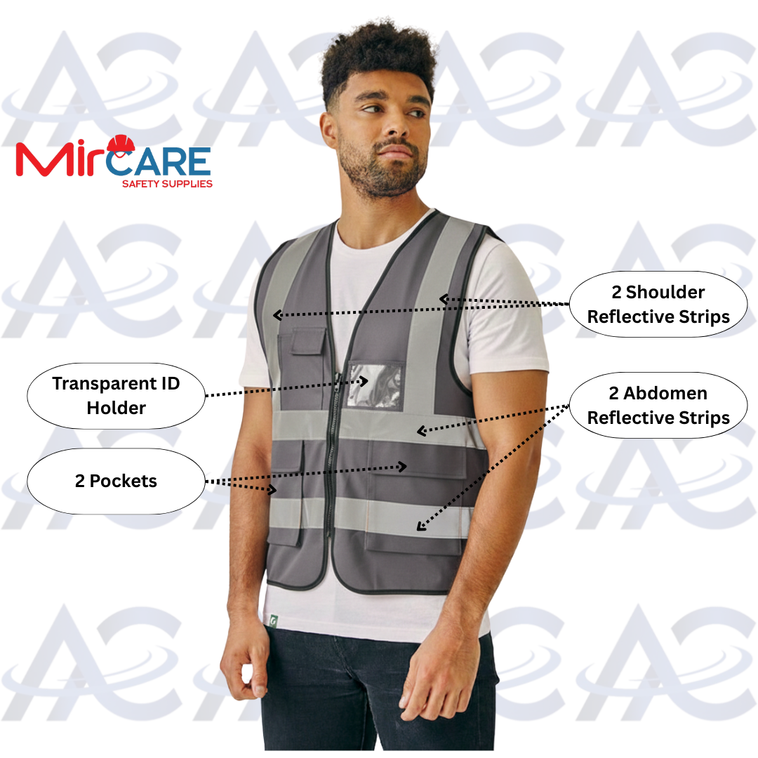 2 Pocket + ID Safety Vest - Gray