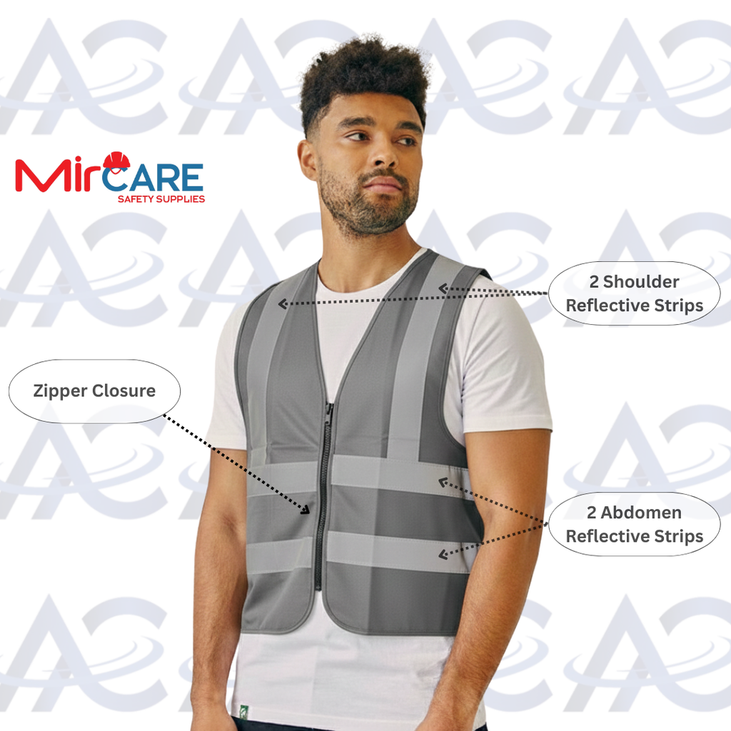 No Pocket ZIPPER Safety Vest - Gray
