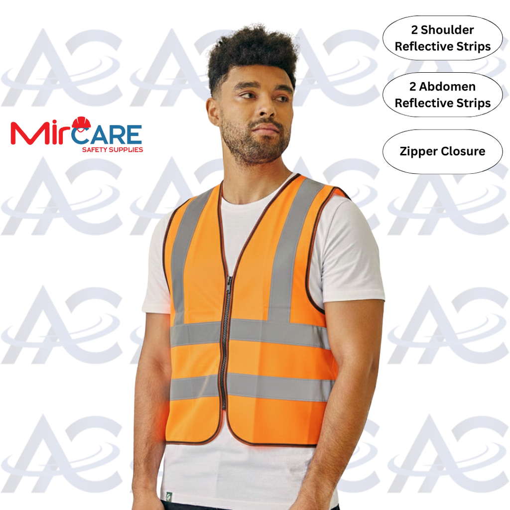 No Pocket ZIPPER Safety Vest - Orange
