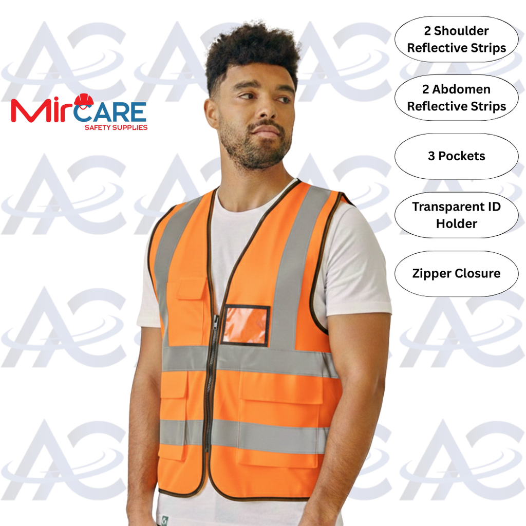 3 Pocket + ID Safety Vest - Orange