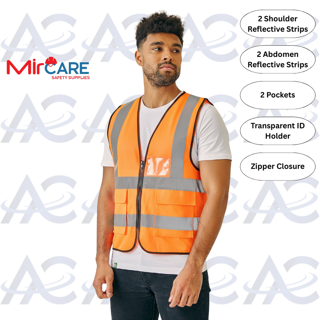 2 Pocket + ID Safety Vest - Orange
