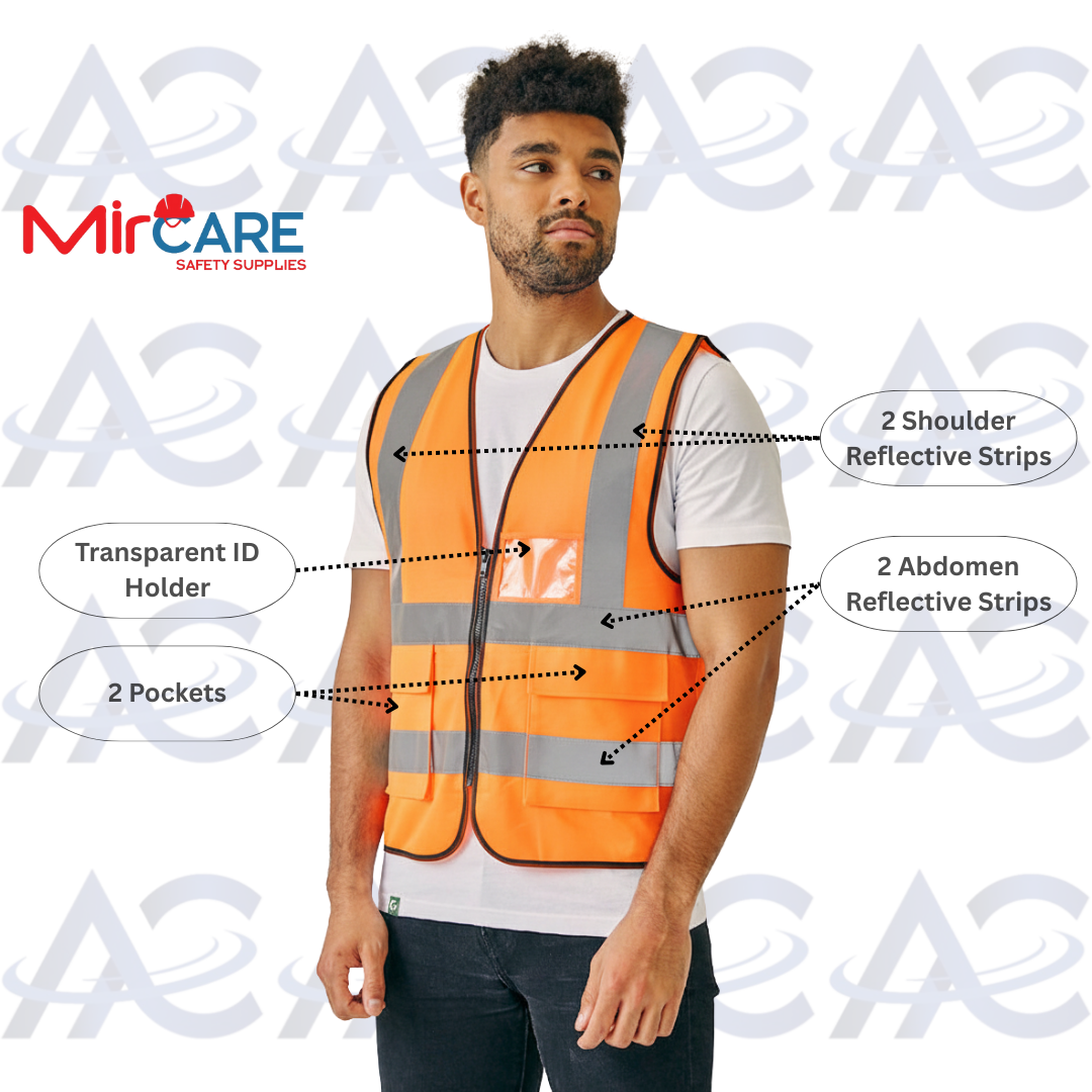 2 Pocket + ID Safety Vest - Orange