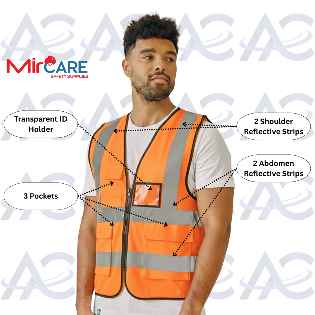 3 Pocket + ID Safety Vest - Orange