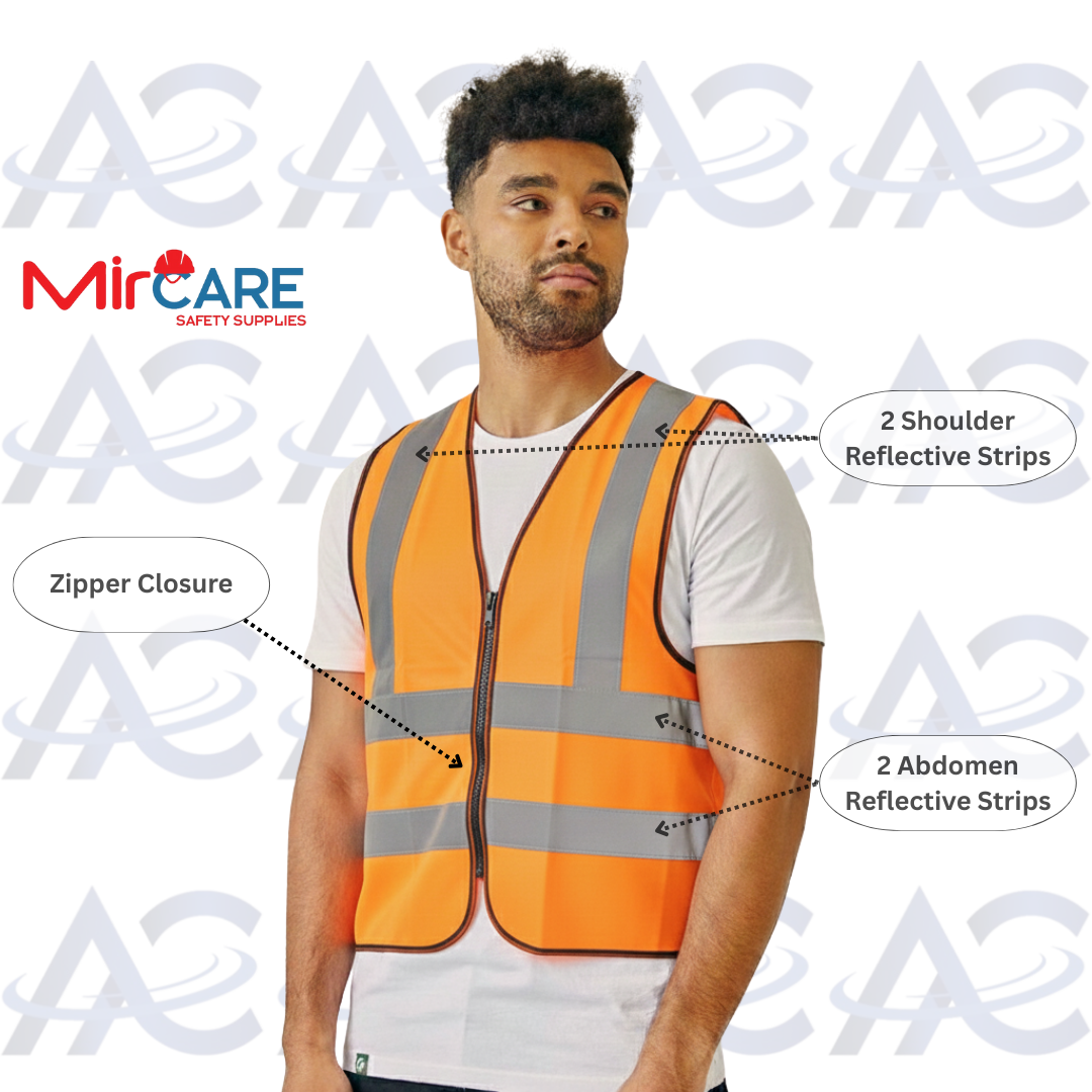 No Pocket ZIPPER Safety Vest - Orange