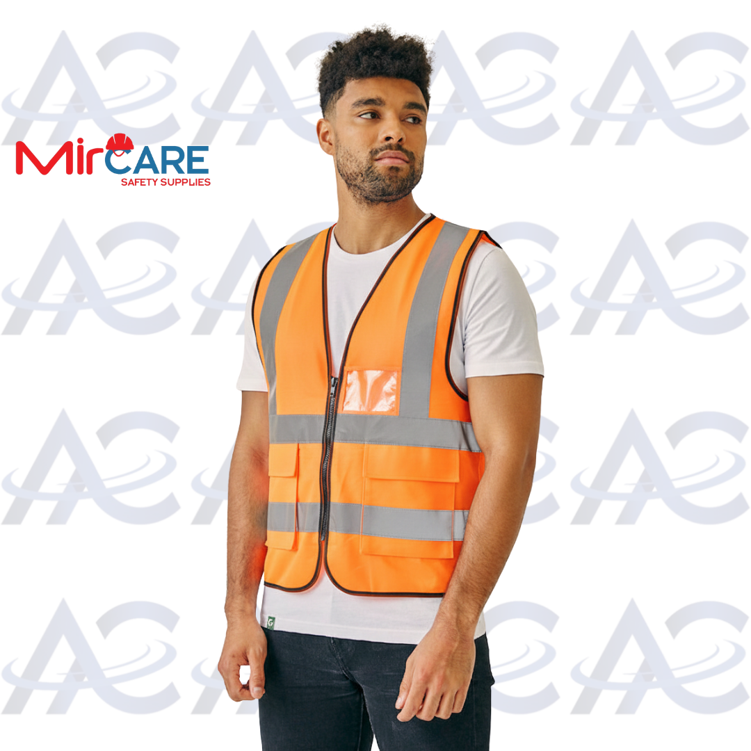 2 Pocket + ID Safety Vest - Orange