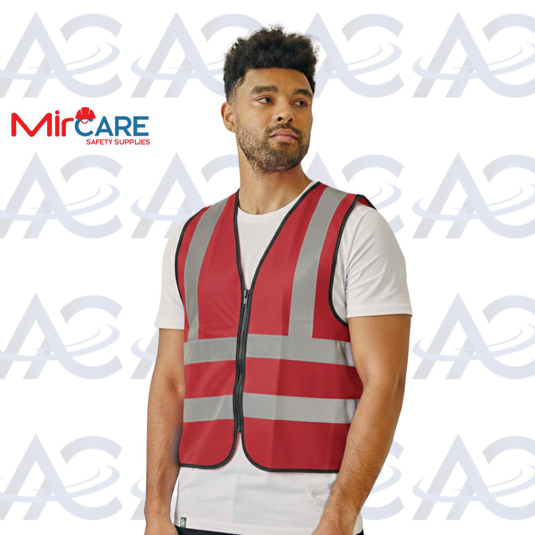 No Pocket ZIPPER Safety Vest - Red