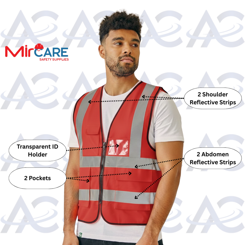 2 Pocket + ID Safety Vest - Red