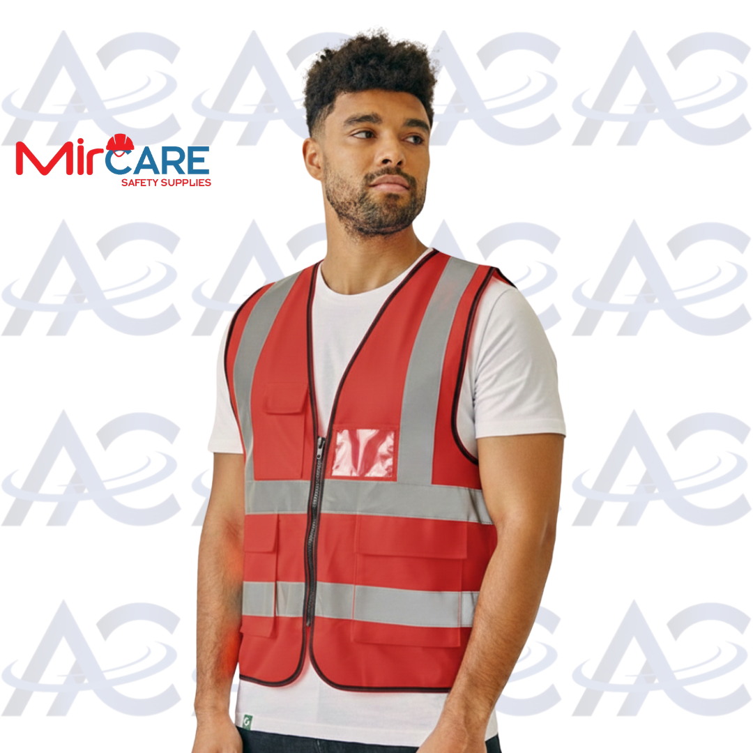 2 Pocket + ID Safety Vest - Red