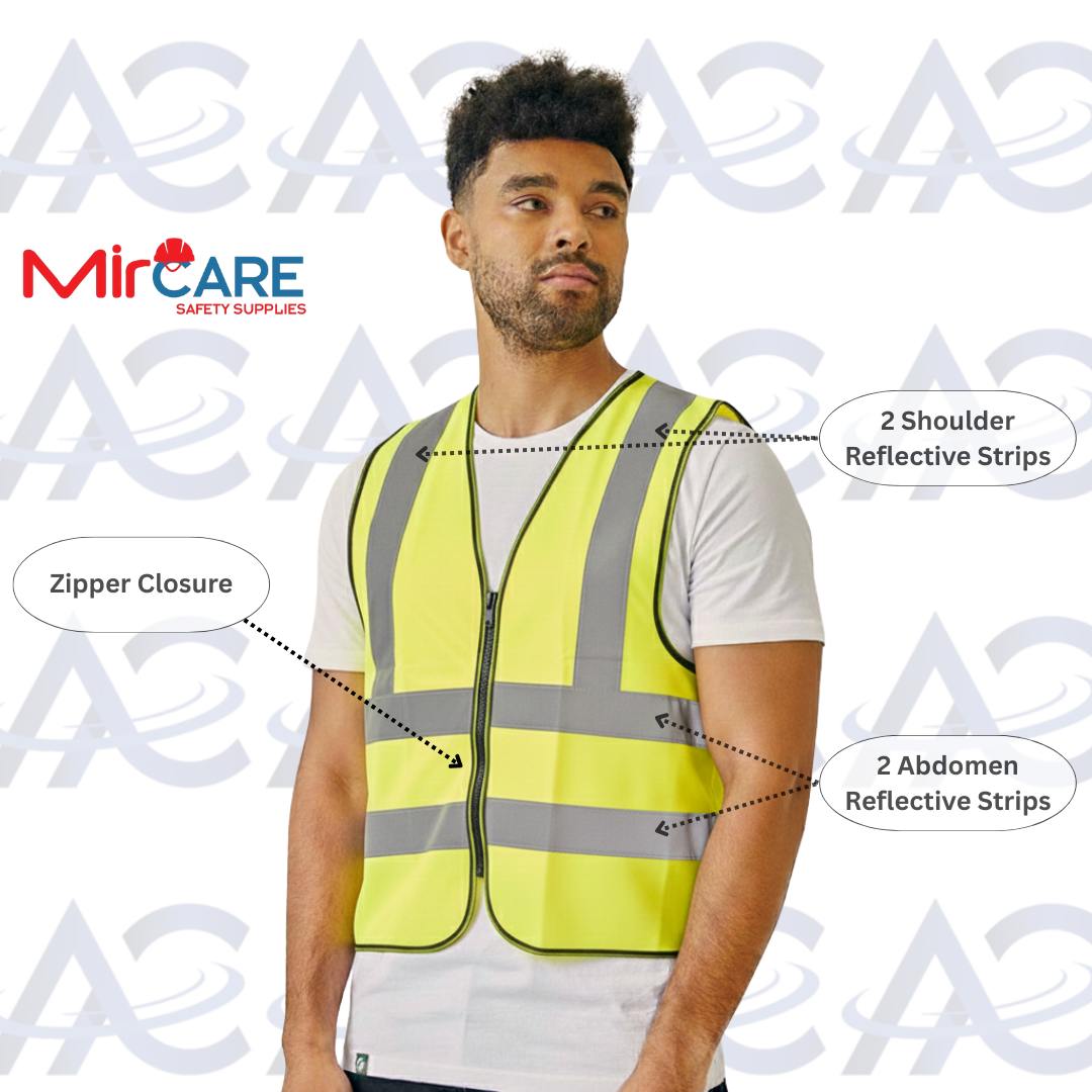 No Pocket ZIPPER Safety Vest - Yellow